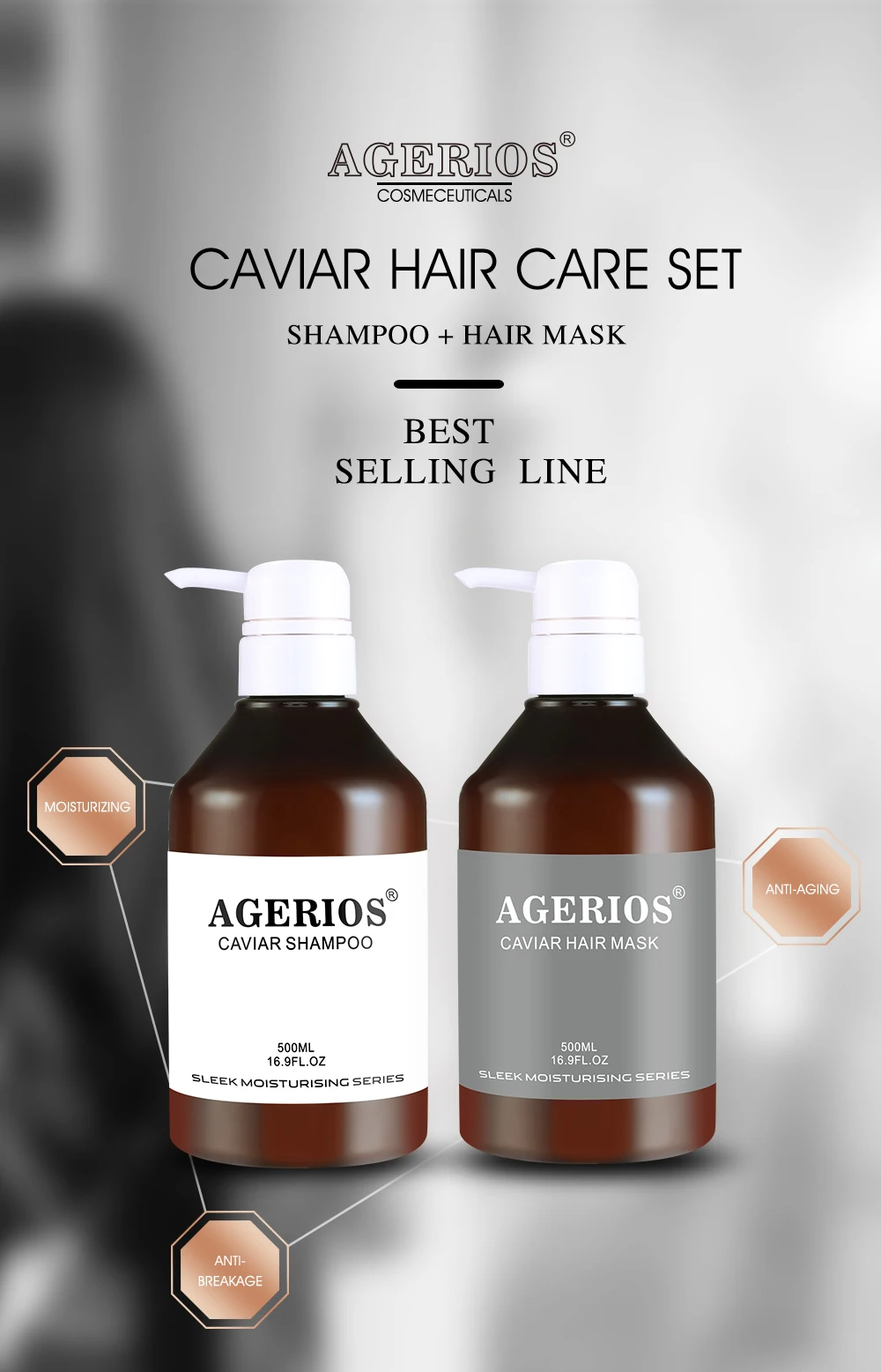 AGERIOS CAVIAR SHAMPOO And CAVIAR HAIR MASK 500ml SET